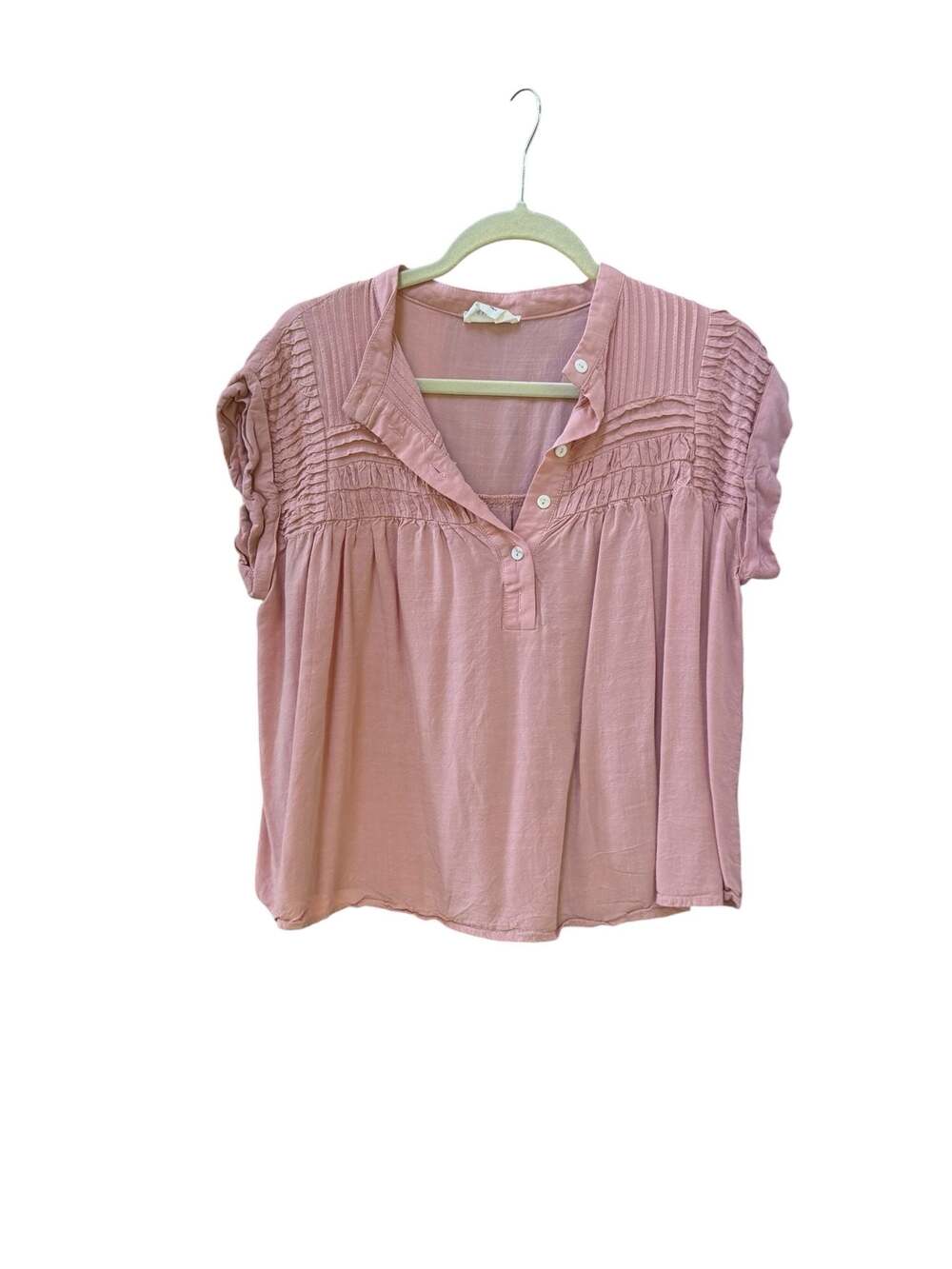 Andre by Unit Pink Pleated Button-Down Blouse